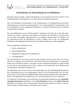 Informationsblatt zum Wahlbereich Unterricht