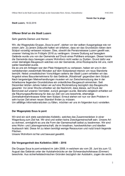 In einem offenen Brief fordert sie die Stadt auf