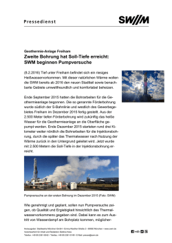 Geothermie-Anlage Freiham - Pumpversuche an zweiter Bohrung