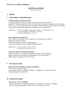 Schriftenverzeichnis Prof. Dr. Stübinger