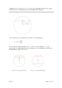 Gegeben ist ein Kreis mit r=7.3, in ihm zwei parallelen - SOS
