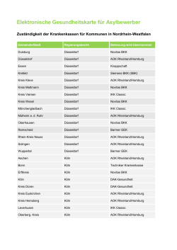 zuständigen Krankenkassen für Kommunen NRW
