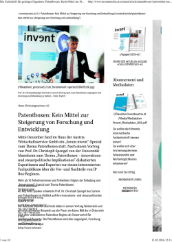 Die Zeitschrift f&uuml;r geistiges Eigentum: Patentboxen: Kein Mittel zur