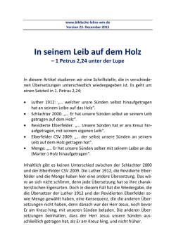In seinem Leib auf dem Holz