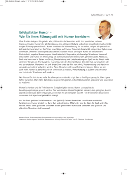 Erfolgsfaktor Humor – Wie Sie Ihren Führungsstil mit