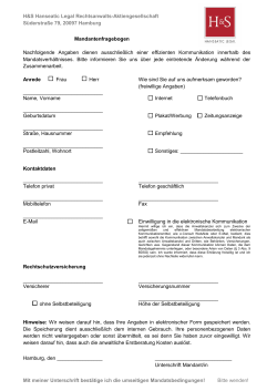Mandantenfragebogen - H&S Hanseatic Legal