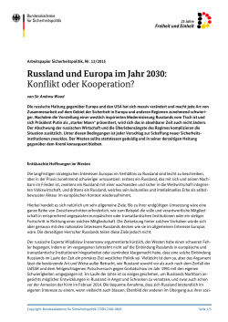 Russland und Europa im Jahr 2030: Konflikt oder Kooperation?