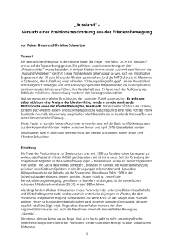„Russland“ - Versuch einer Positionsbestimmung aus der