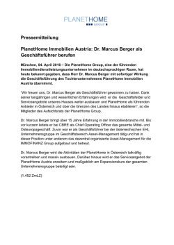 Dr. Marcus Berger als Gesch&auml;ftsf&uuml;hrer berufen