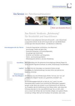zum deutschen Patent - Patentanwaltskammer