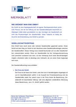 GmbH-Gr&uuml;ndung - IHK M&uuml;nchen und Oberbayern