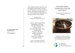 &bdquo;PSALMEN ESSEN - NAHRUNG F&Uuml;R LEIB UND SEELE&ldquo;