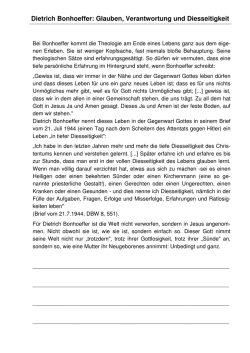 Dietrich Bonhoeffer - Glauben, Verantwortung und Diesseitigkeit