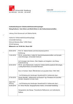 Institutskolloquium Volkskunde/Kulturanthropologie: Klang