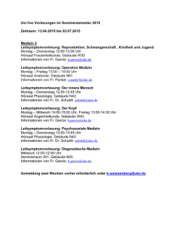 Uni live Vorlesungen im Sommersemester 2015 Zeitraum: 13.04
