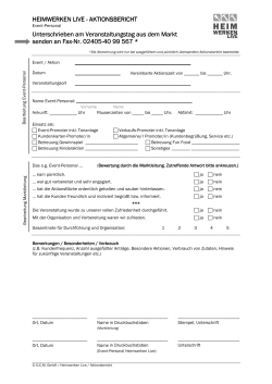 HEIMWERKEN LIVE - AKTIONSBERICHT AKTIONSBERICHT