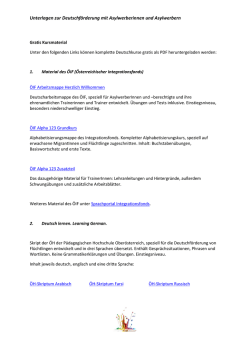 Unterlagen zur Deutschförderung mit Asylwerberinnen und