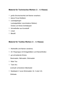 Material für Technisches Werken (1. - 4. Klasse) Material für Textiles