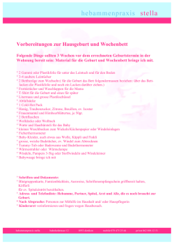 Hausgeburt, Material - Hebammenpraxis Stella
