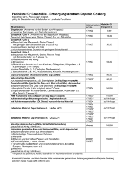 Preisliste für Bauabfälle - Entsorgungszentrum Deponie Gosberg