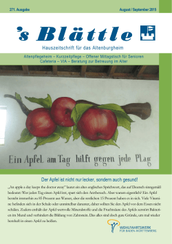 Hauszeitschrift für das Altenburgheim Der Apfel ist nicht nur lecker