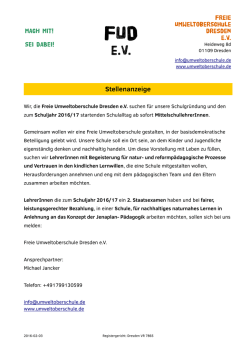 Stellenanzeige - Freie Umweltoberschule Dresden