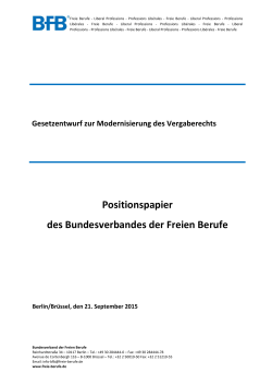 Positionspapier des Bundesverbandes der Freien Berufe