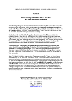 BERUFLICHE VORSORGE DER FREIEN BERUFE IN DEN MEDIEN