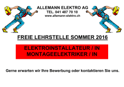 Freie Lehrstelle - Allemann Elektro AG