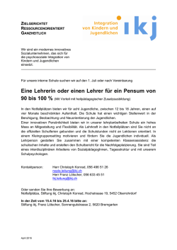 Eine Lehrerin oder einen Lehrer f&uuml;r ein Pensum von