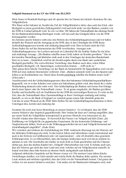 Vollgeld-Statement an der GV der SNB vom 28.4 - Vollgeld