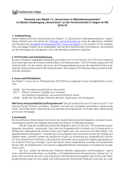 Infoblatt zum Modul 1.5 - FernUniversität in Hagen