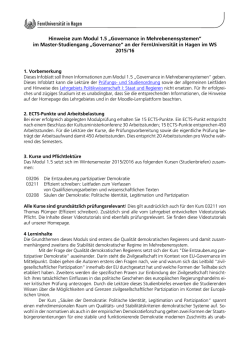 Infoblatt zum Modul 1.5 - FernUniversit&auml;t in Hagen