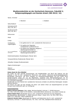 Die Studierendenliste WS 2015/16