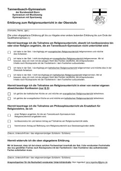 Erklärung zum Religionsunterricht - Tannenbusch