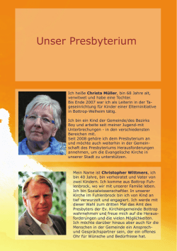 Vorstellung der Presbyterinnen und Presbyter