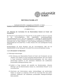 mitteilungsblatt - Universität Wien