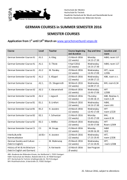 German Courses in Summer Semester 2016
