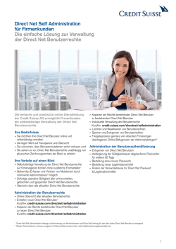 Direct Net Self Administration f&uuml;r Firmenkunden Die einfache
