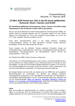 Pressemitteilung Alicante, 11. Februar 2016 3,5 Mrd