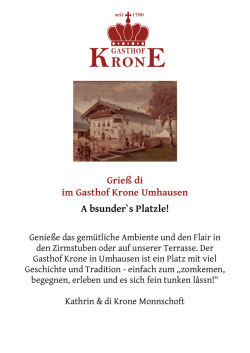 Grie&szlig; di im Gasthof Krone Umhausen A bsunder`s Platzle!