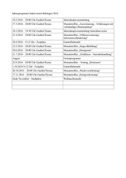 Jahresprogramm Imkerverein Bobingen 2016 18.2.2016 &ndash; 20:00