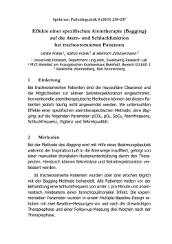 Effekte einer spezifischen Atemtherapie (Bagging) auf die Atem