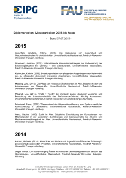 Diplomarbeiten, Masterarbeiten 2006 bis heute
