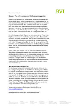 Riester: Vor Jahresende noch Zulagenantrag pr&uuml;fen