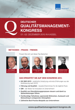 deutscher qualitätsmanagement - Qualitätsmanagement Kongress