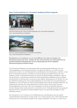 Neues Funktionsgebäude der Thoraxklinik Heidelberg offiziell