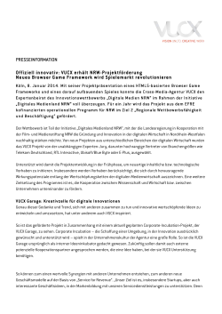 PRESSEINFORMATION Offiziell innovativ: VUCX erhält NRW