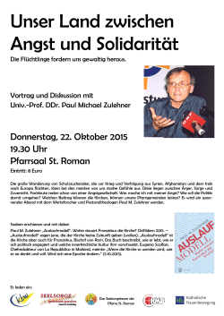 Donnerstag, 22. Oktober 2015 19.30 Uhr Pfarrsaal St. Roman