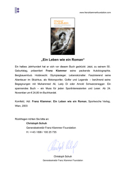 Ein Leben wie ein Roman - Franz Klammer Foundation